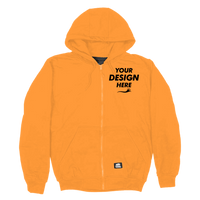 Berne Apparel Men's Heritage Thermal-Lined Full-Zip Hooded Sweatshirt, Orange, Front view, Mockup