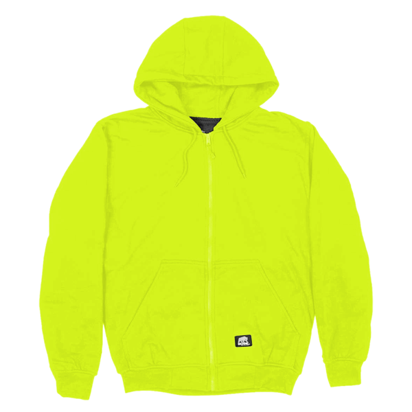 Berne Apparel Men's Heritage Thermal-Lined Full-Zip Hooded Sweatshirt, Yellow, Front view