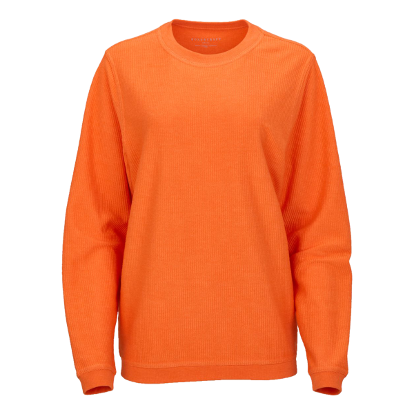 Boxercraft Unisex Corded Crewneck Sweatshirt, Orange, Front view