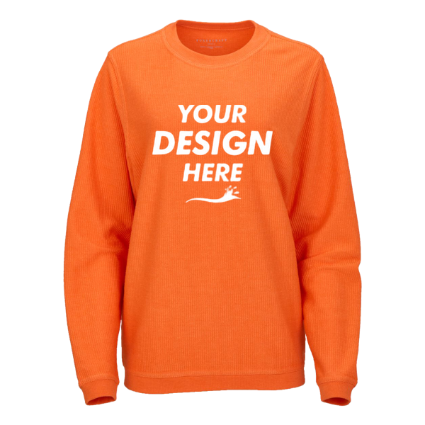Boxercraft Unisex Corded Crewneck Sweatshirt, Orange, Front view, Mockup