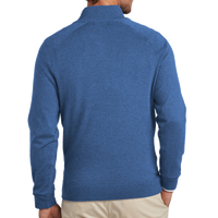 Brooks Brothers Cotton Stretch 1/4 Zip Sweater, Charter Blue Heather, Back view