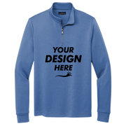Brooks Brothers Double Knit 1/4 Zip, Charter Blue, Front view, Mockup