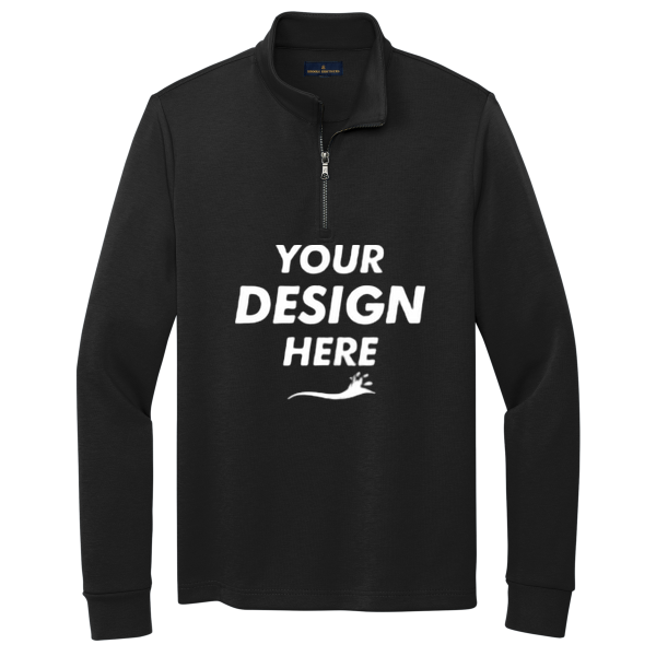 Brooks Brothers Double Knit 1/4 Zip, Deep Black, Front view, Mockup
