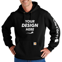 Carhartt Midweight Hooded Logo Sweatshirt, Black, Front view, Mockup