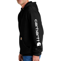 Carhartt Midweight Hooded Logo Sweatshirt, Black, Left Sleeve view
