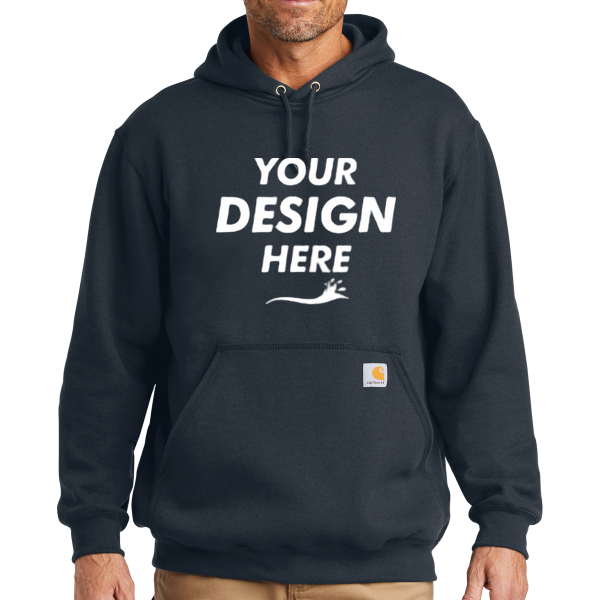 Carhartt Midweight Hooded Sweatshirt, New Navy, Front view, Mockup