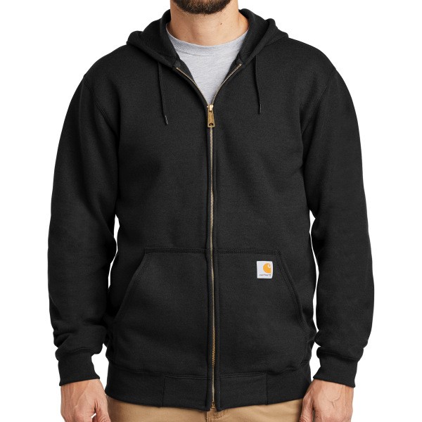 Carhartt Midweight Hooded Zip Front Sweatshirt, Black, Front view