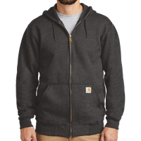 Carhartt Midweight Hooded Zip Front Sweatshirt, Carbon Heather, Front view