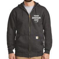 Carhartt Midweight Hooded Zip Front Sweatshirt, Carbon Heather, Front view, Mockup