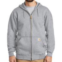 Carhartt Midweight Hooded Zip Front Sweatshirt, Heather Grey, Front view