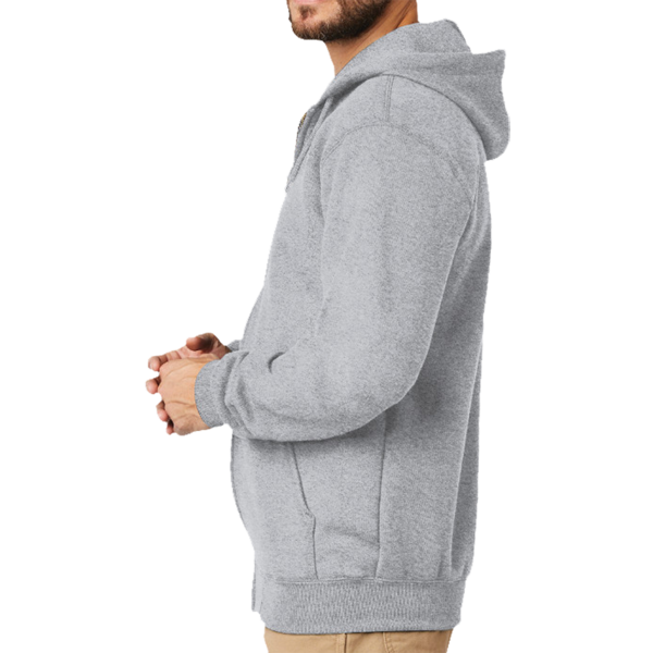 Carhartt Midweight Hooded Zip Front Sweatshirt, Heather Grey, Left Sleeve view