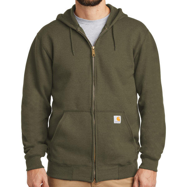 Carhartt Midweight Hooded Zip Front Sweatshirt, Moss, Front view