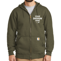 Carhartt Midweight Hooded Zip Front Sweatshirt, Moss, Front view, Mockup