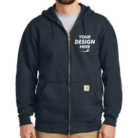 Carhartt Midweight Hooded Zip Front Sweatshirt, New Navy, Front view, Mockup