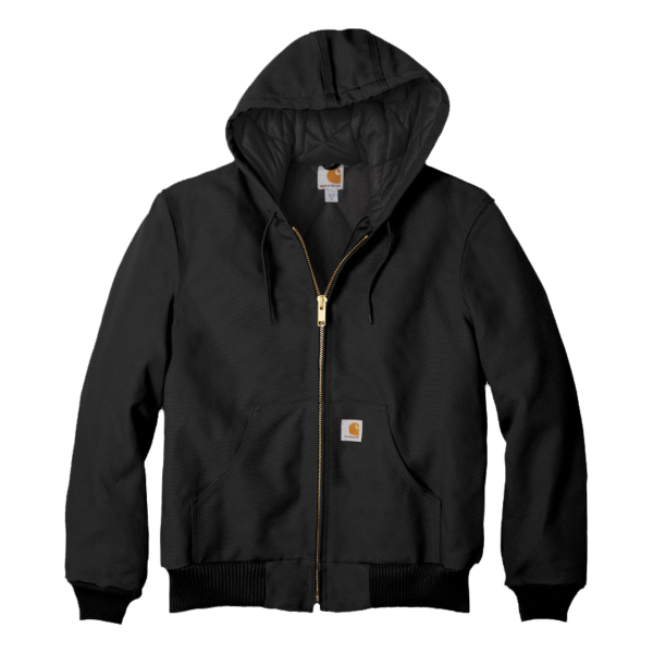 Carhartt Quilted Flanne Lined Duck Active Jac, Black, Front view