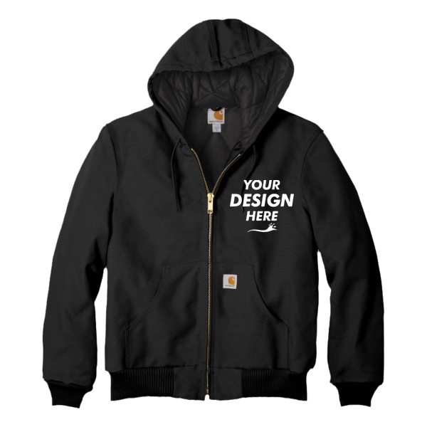 Carhartt Quilted Flanne Lined Duck Active Jac, Black, Front view, Mockup
