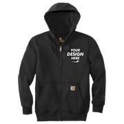 Carhartt Rain Defender ® Paxton Heavyweight Hooded Zip Front Sweatshirt, Black, Front view, Mockup