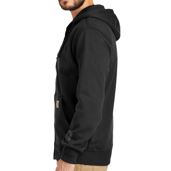 Carhartt Rain Defender ® Paxton Heavyweight Hooded Zip Front Sweatshirt, Black, Left Sleeve view
