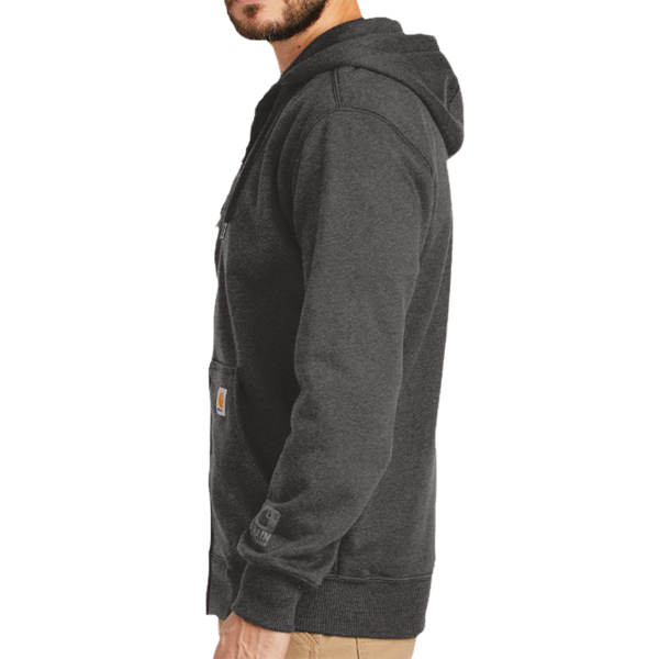 Carhartt Rain Defender ® Paxton Heavyweight Hooded Zip Front Sweatshirt, Carbon Heather, Left Sleeve view