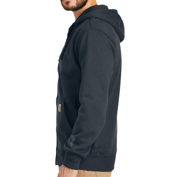 Carhartt Rain Defender ® Paxton Heavyweight Hooded Zip Front Sweatshirt, New Navy, Left Sleeve view