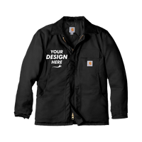 Carhartt Tall Duck Traditional Coat, Black, Front view, Mockup
