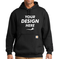 Carhartt Tall Midweight Hooded Sweatshirt, Black, Front view, Mockup