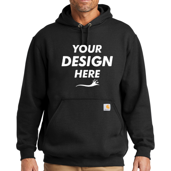 Carhartt Tall Midweight Hooded Sweatshirt, Black, Front view, Mockup