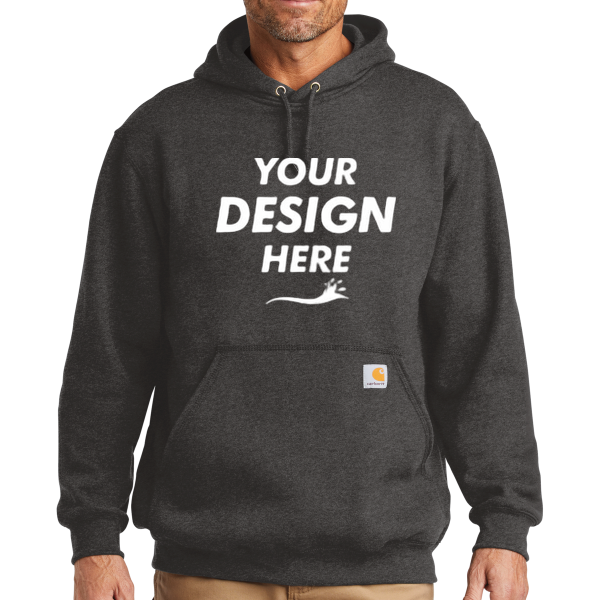Carhartt Tall Midweight Hooded Sweatshirt, Carbon Heather, Front view, Mockup