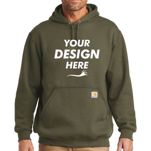 Carhartt Tall Midweight Hooded Sweatshirt, Moss, Front view, Mockup