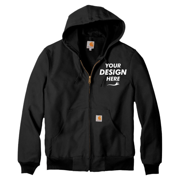Carhartt Tall Thermal Lined Duck Active Jac, Black, Front view, Mockup