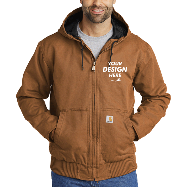 Carhartt Tall Washed Duck Active Jac, Carhartt Brown, Front view, Mockup