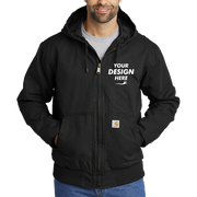 Carhartt Washed Duck Active Jac, Black, Front view, Mockup