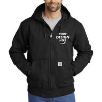 Carhartt Washed Duck Active Jac, Black, Front view, Mockup