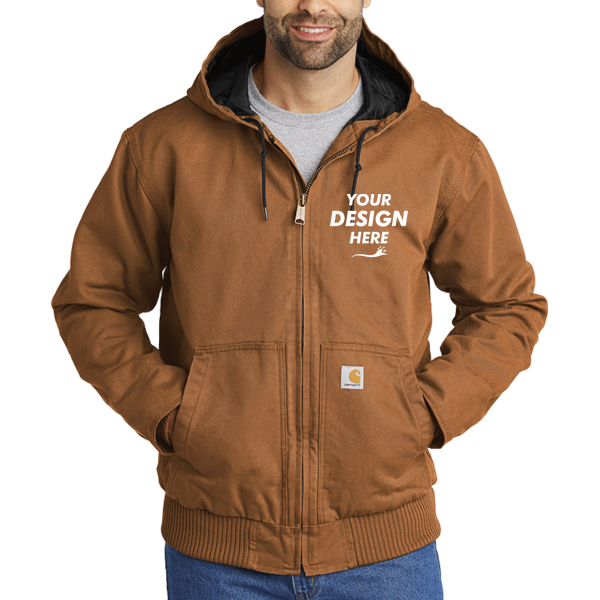 Carhartt Washed Duck Active Jac, Carhartt Brown, Front view, Mockup
