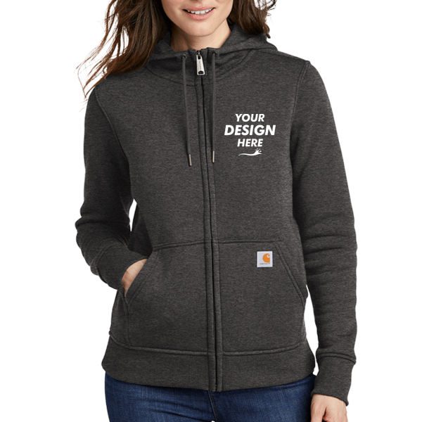 Carhartt Women's Clarksburg Full Zip Hoodie, Carbon Heather, Front view, Mockup