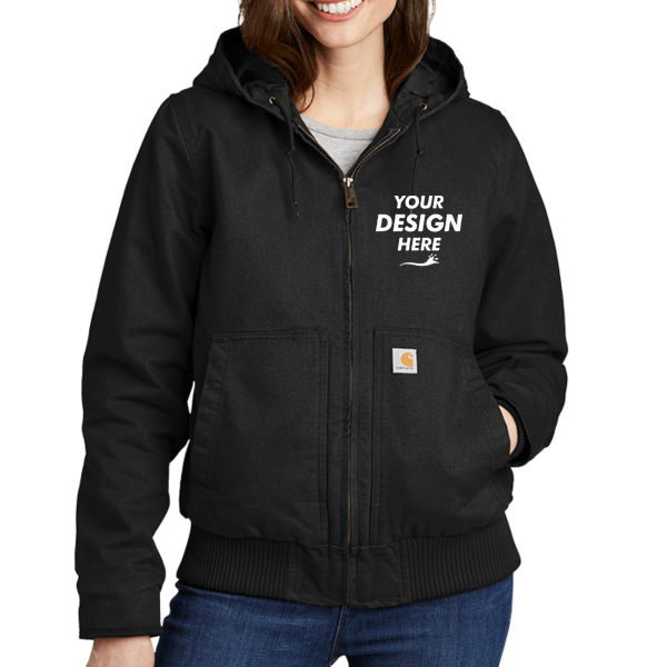 Carhartt Women's Washed Duck Active Jac, Black, Front view, Mockup