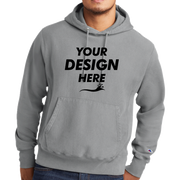 Champion Reverse Weave ® Garment Dyed Hooded Sweatshirt, Concrete, Front view, Mockup