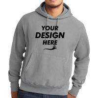 Champion Reverse Weave ® Garment Dyed Hooded Sweatshirt, Concrete, Front view, Mockup