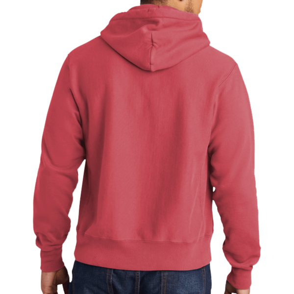Champion Reverse Weave ® Garment Dyed Hooded Sweatshirt, Crimson, Back view