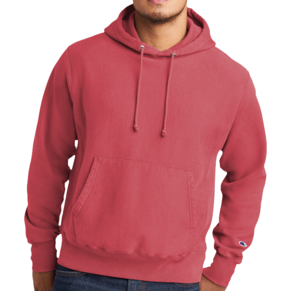 Champion Reverse Weave ® Garment Dyed Hooded Sweatshirt, Crimson, Front view