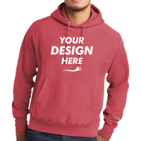 Champion Reverse Weave ® Garment Dyed Hooded Sweatshirt, Crimson, Front view, Mockup