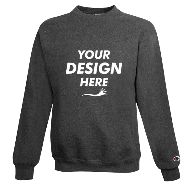 Champion Unisex Powerblend® Crewneck Sweatshirt, Charcoal Heather, Front view, Mockup