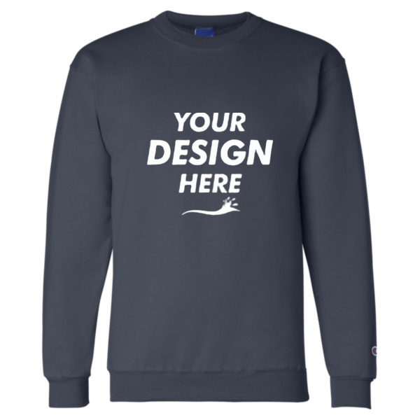 Champion Unisex Powerblend® Crewneck Sweatshirt, Navy, Front view, Mockup