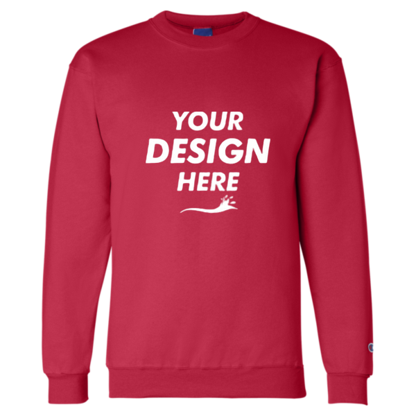Champion Unisex Powerblend® Crewneck Sweatshirt, Scarlet, Front view, Mockup