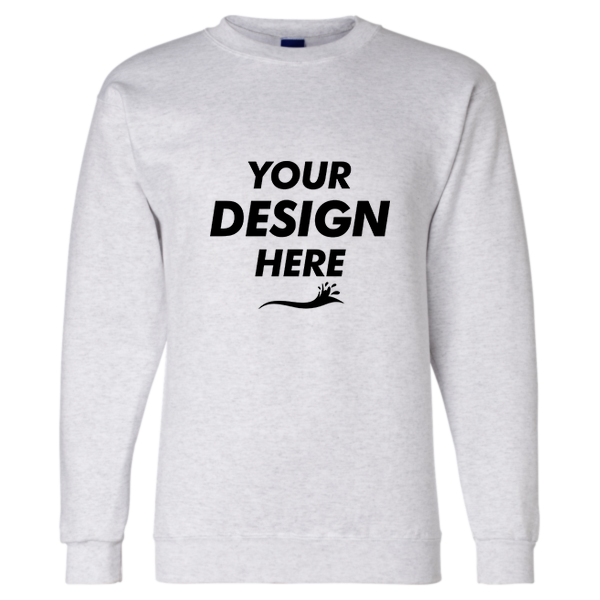 Champion Unisex Powerblend® Crewneck Sweatshirt, Silver Grey, Front view, Mockup