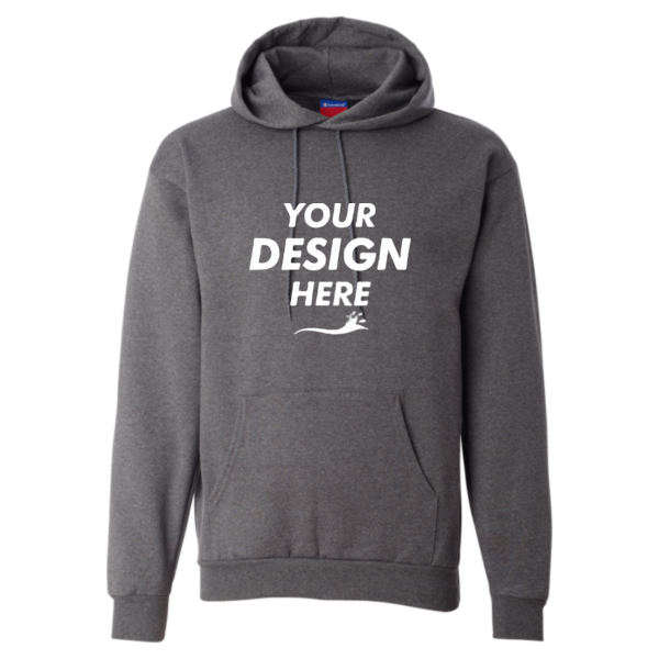 Champion Unisex Powerblend® Hooded Sweatshirt, Charcoal Heather, Front view, Mockup