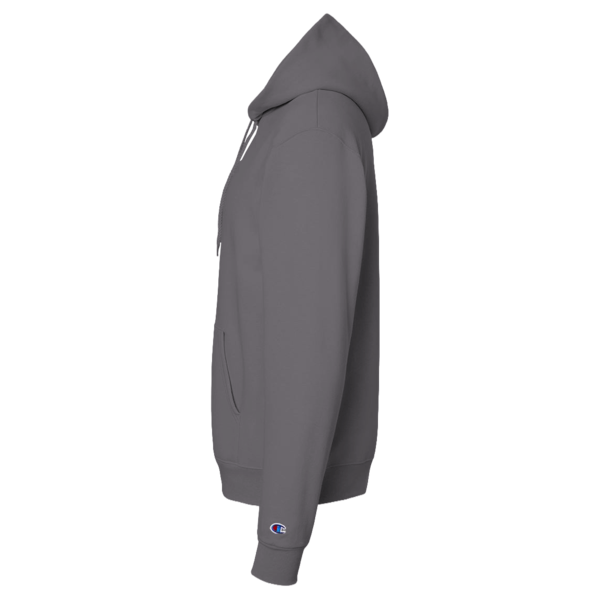 Champion Unisex Powerblend® Hooded Sweatshirt, Charcoal Heather, Left Sleeve view