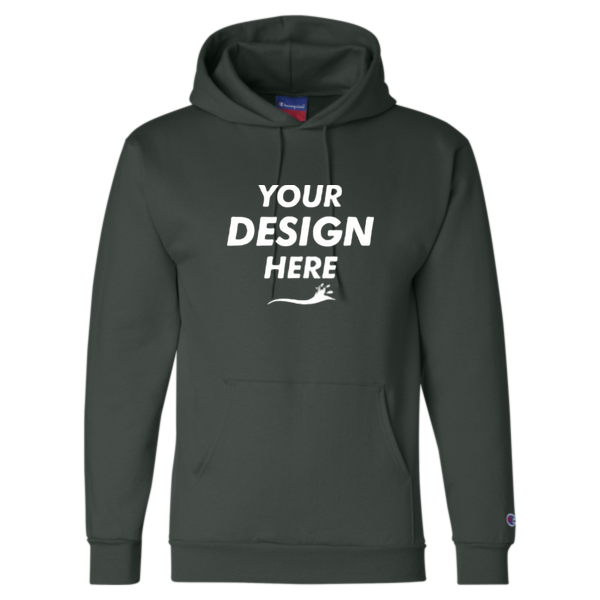 Champion Unisex Powerblend® Hooded Sweatshirt, Dark Green, Front view, Mockup