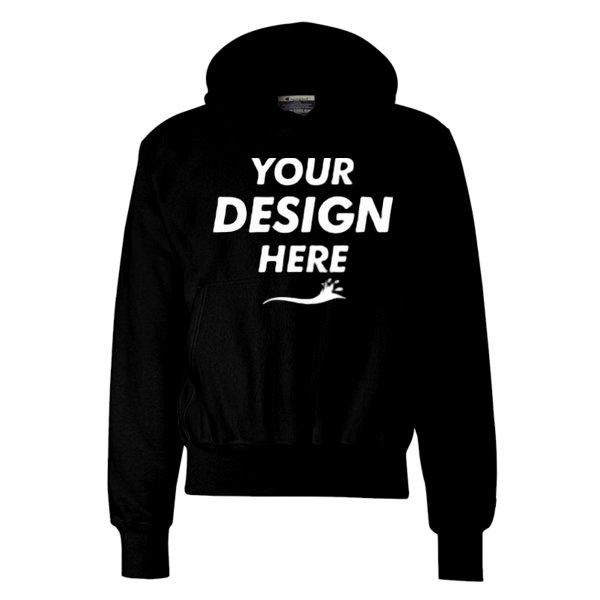 Champion Unisex Reverse Weave® Hooded Sweatshirt, Black, Front view, Mockup