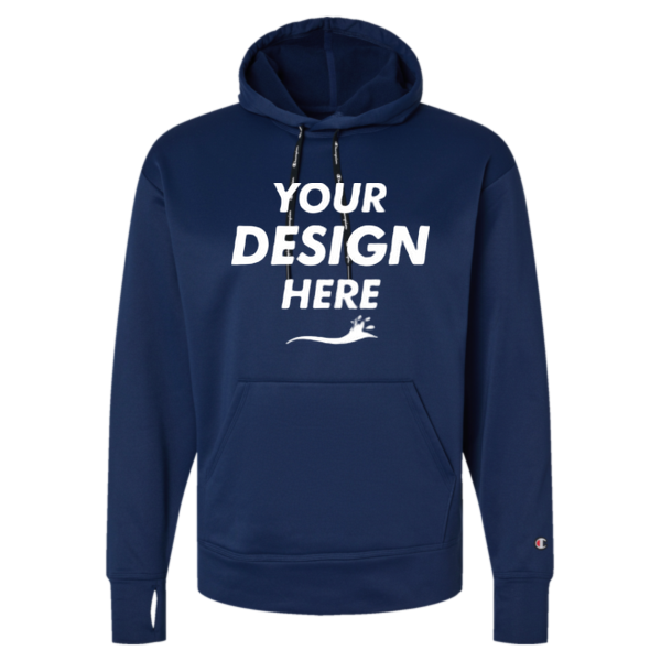 Champion Unisex Sport Hooded Sweatshirt, Athletic Navy, Front view, Mockup